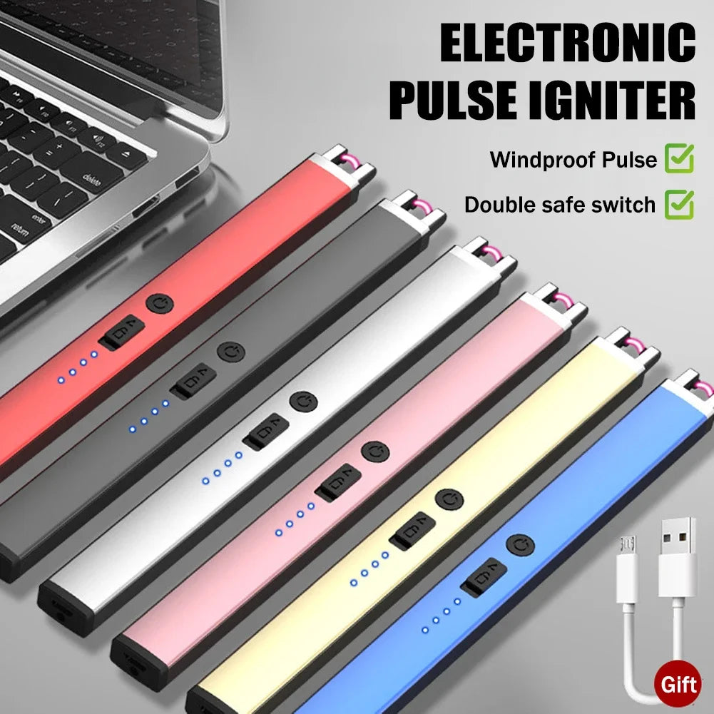 Electric Arc Ignition Windproof Pulse Flameless Plasma Ignition Candle Lighters USB Rechargeable Lighter Kitchen Outdoor BBQ