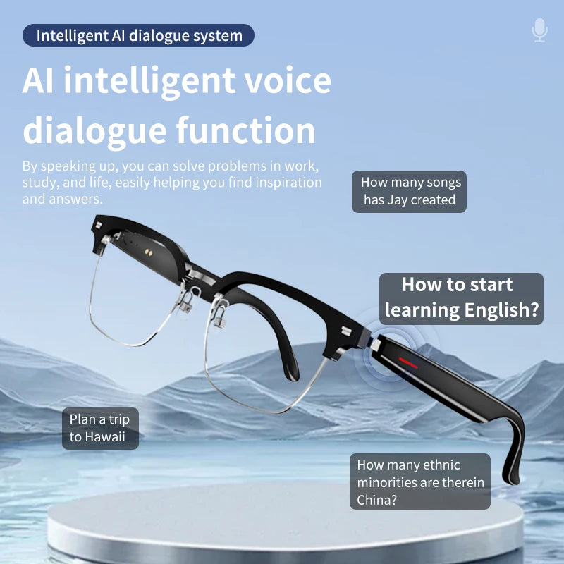 E13 AI Translation Smart Eye Glasses TWS Earbuds Touch Control Bone Conduction Headphones HIFI Smart Sunglasses Audio Glasses