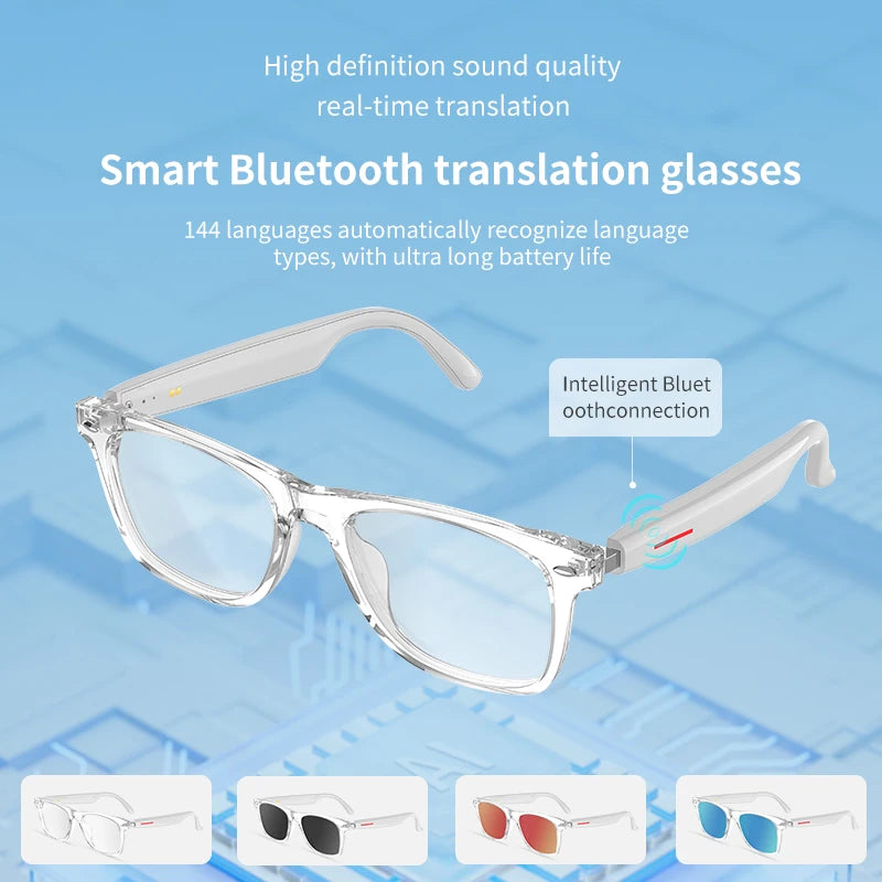 E13 AI Translation Smart Eye Glasses TWS Earbuds Touch Control Bone Conduction Headphones HIFI Smart Sunglasses Audio Glasses