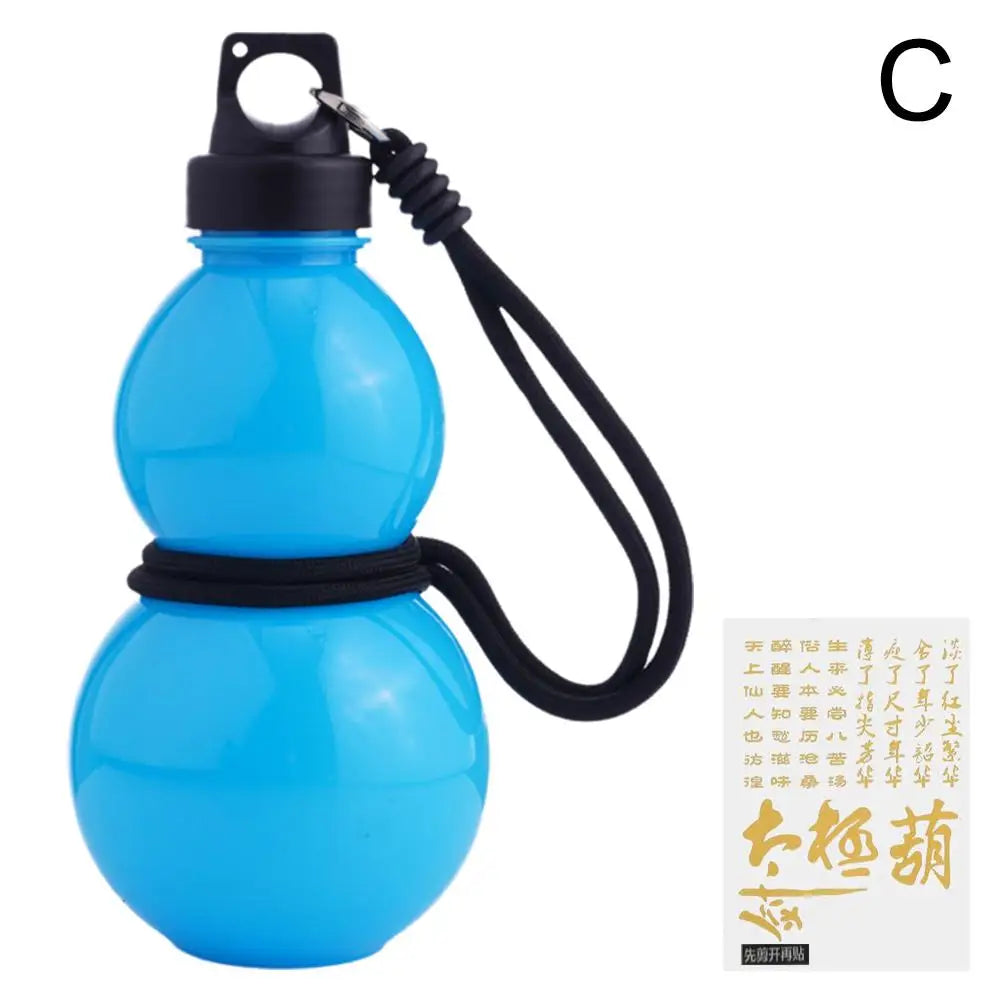 Large Capacity Gourd Cup Portable Gourd Water Bottle Black Chinese Retro-Inspired Water Kettle Sports Water Bottle with Strap