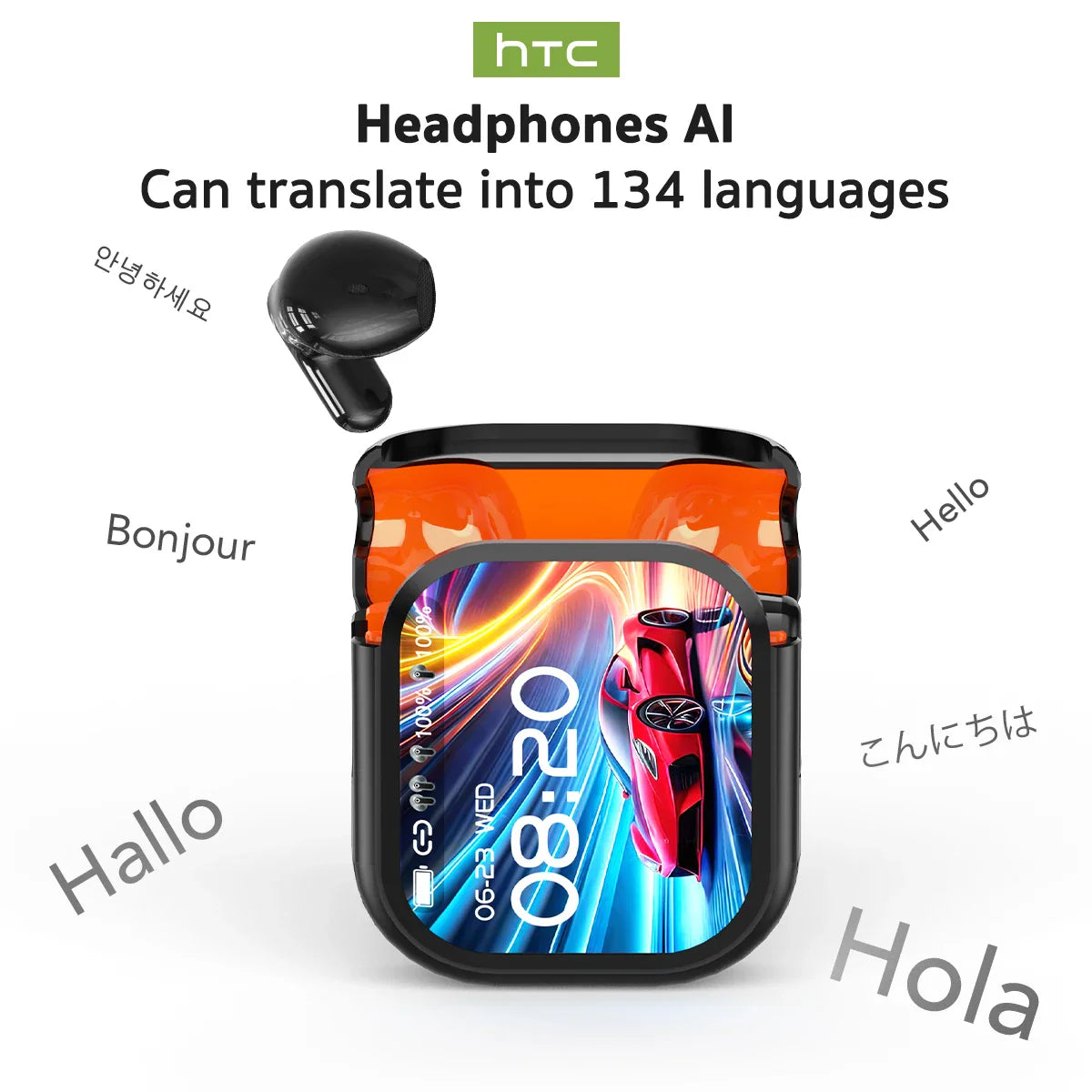 【 Ne20】Bluetooth V6.0 Earphones AI Translator Earbuds OWS LCD Touch Screen Sport Wireless Headphones HD Stereo Sound Longlife