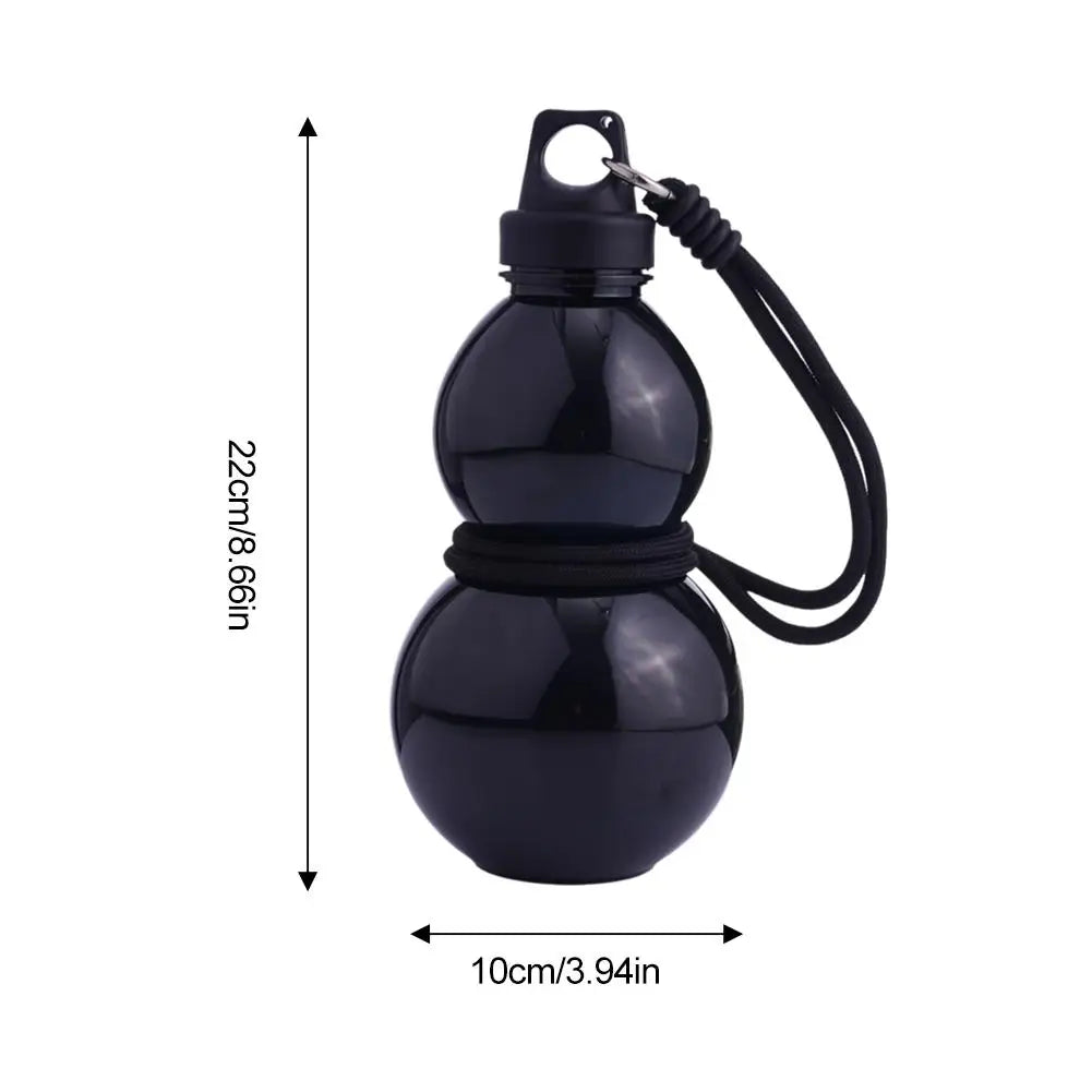 Large Capacity Gourd Cup Portable Gourd Water Bottle Black Chinese Retro-Inspired Water Kettle Sports Water Bottle with Strap