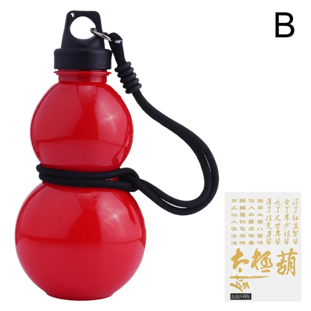 Large Capacity Gourd Cup Portable Gourd Water Bottle Black Chinese Retro-Inspired Water Kettle Sports Water Bottle with Strap