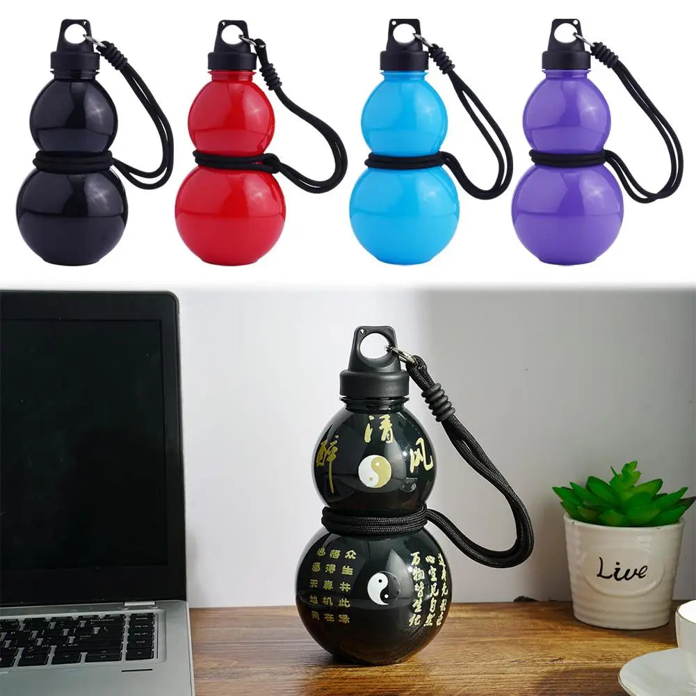 Large Capacity Gourd Cup Portable Gourd Water Bottle Black Chinese Retro-Inspired Water Kettle Sports Water Bottle with Strap