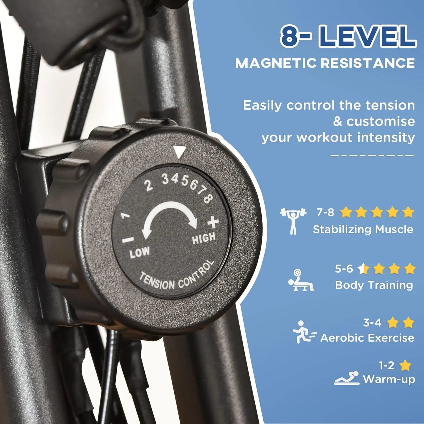 Folding Exercise Bike, 3-In-1 Recumbent Exercise Bike, Upright Workout Bike with Pulse Sensor, Arm Resistance Bands, Adjustable