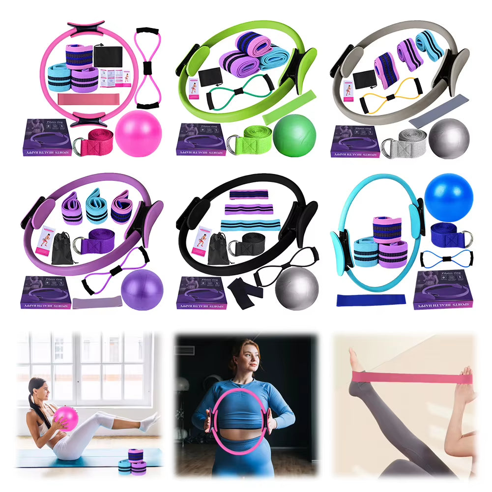 Pilates Essentials Kit with Booty Bands Ball Resistance Bands Pilates Ring Circle Set Pilates Equipment for Home Workout