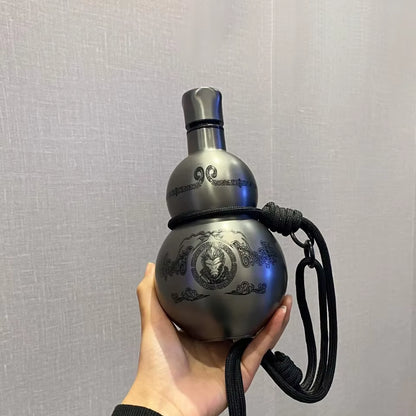 Wukong Theme Gourd Style 500Ml Water Bottle Thermal Insulation Cup Black Game Hobby Cosplay Portable Lanyard Outdoor Boy Gift