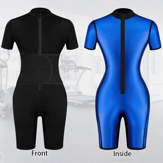 Sauna Suit for Women Slimming Jumpsuit Full Body Heat Trapping Shirt Sweat Top with Adjust Waist and Breathable Armpit&Crotch