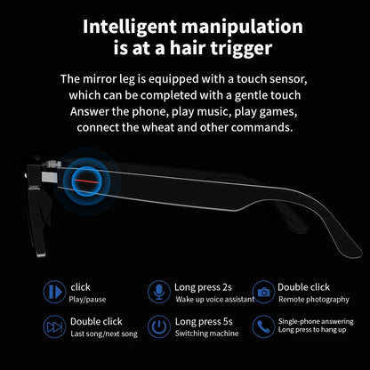 E13 AI Translation Smart Eye Glasses TWS Earbuds Touch Control Bone Conduction Headphones HIFI Smart Sunglasses Audio Glasses