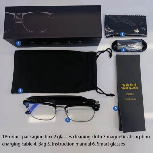 E13 AI Translation Smart Eye Glasses TWS Earbuds Touch Control Bone Conduction Headphones HIFI Smart Sunglasses Audio Glasses