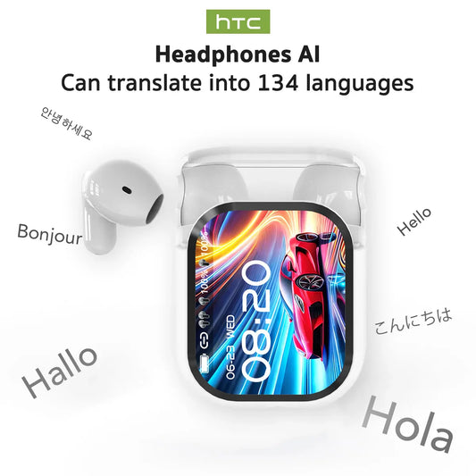【 Ne20】Bluetooth V6.0 Earphones AI Translator Earbuds OWS LCD Touch Screen Sport Wireless Headphones HD Stereo Sound Longlife