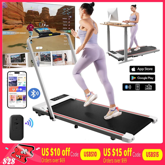 Treadmills for Home Foldable,Folding Walkingpad Treadmill MAX 300Lbs APP Remote Control,Running Machine with Safety Handrail