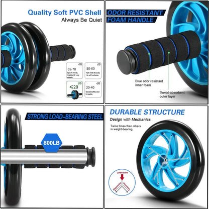 5-In-1 AB Wheel Roller Kit with Push-Up Bar Jump Rope Hand Gripper and Knee Pad Abdominal Core Carver Fitness Abdominal Wheels