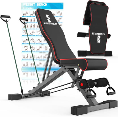 Adjustable Weight Bench, Exercise Workout Bench for Full Body Workout- Multi-Purpose Foldable Bench, Folding Dumbbells Bench Wit