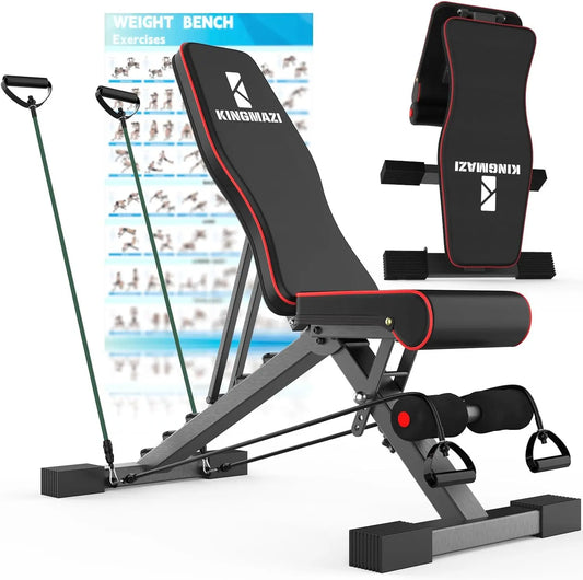 Adjustable Weight Bench, Exercise Workout Bench for Full Body Workout- Multi-Purpose Foldable Bench, Folding Dumbbells Bench Wit