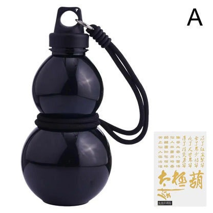 Large Capacity Gourd Cup Portable Gourd Water Bottle Black Chinese Retro-Inspired Water Kettle Sports Water Bottle with Strap