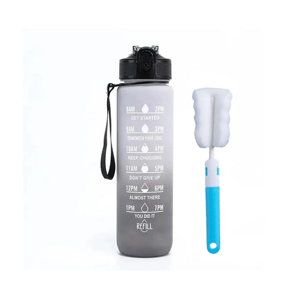 32 Oz Drinking Water Bottle with Times to Drink and Straw, Motivational with Carrying Strap, Leakproof BPA & Toxic Free