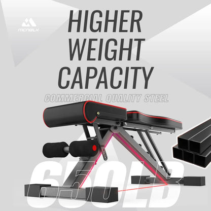 Adjustable Weight Bench, Exercise Workout Bench for Full Body Workout- Multi-Purpose Foldable Bench, Folding Dumbbells Bench Wit